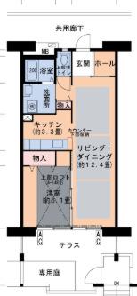 UR浜甲子園さくら街10号棟(1LDK/1階)の間取り写真