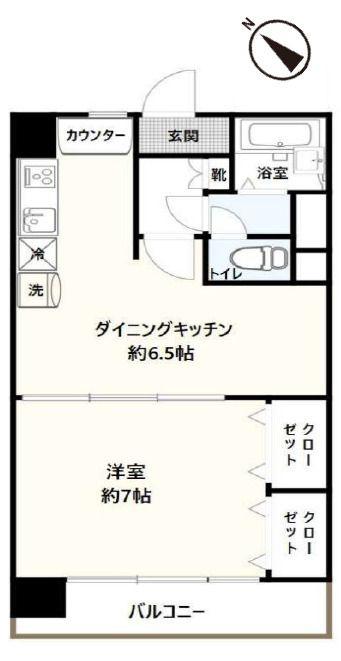 パラシオン恵比寿(1DK/1階)の間取り写真