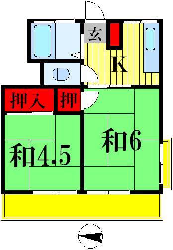 富士コーポ(2K/3階)の間取り写真