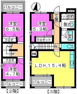 ビザビランドII(3LDK/3階)の間取り写真