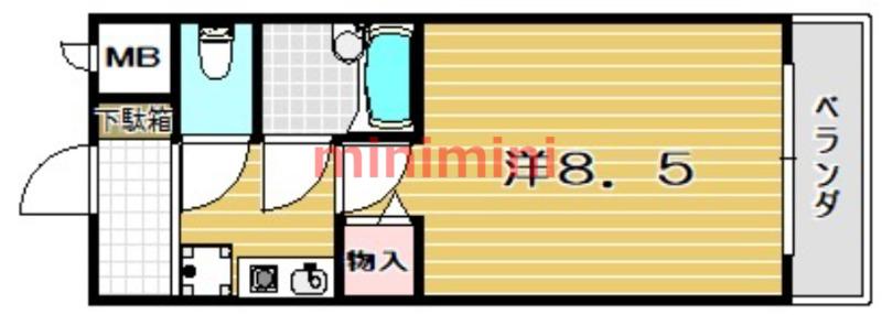 メゾンアイーシャ(1K/8階)の間取り写真