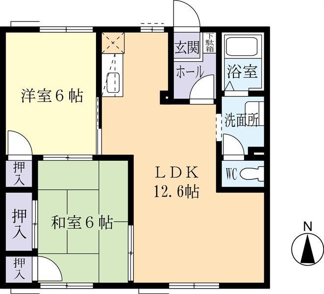 サンハイツ二の宮A(2LDK/2階)の間取り写真