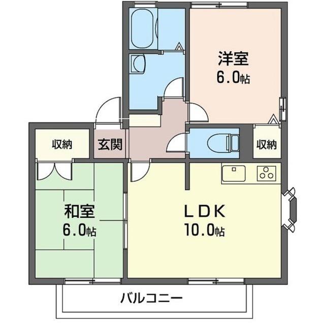 ハイカムールベルテI(2LDK/1階)の間取り写真