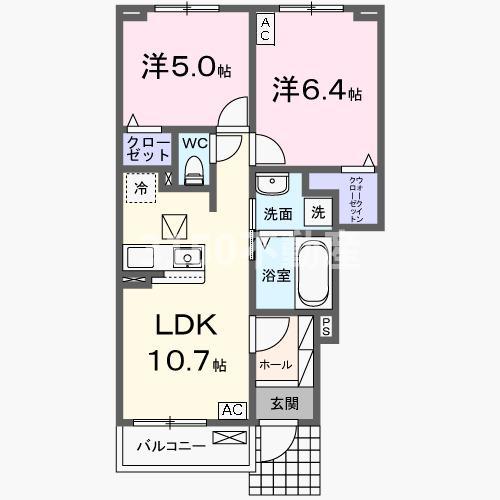 ステイ ゴールド(2LDK/1階)の間取り写真