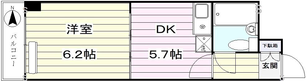 ダイアパレス新宿一丁目(1DK/8階)の間取り写真