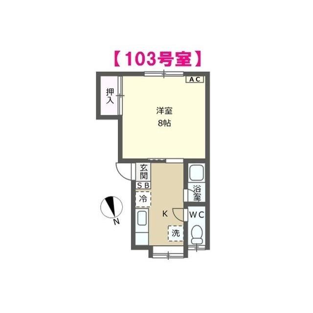 エスポワールU(1K/1階)の間取り写真