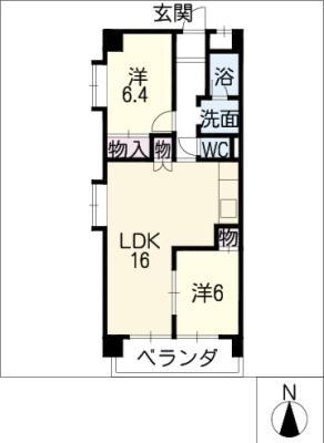 ルミエール原(2LDK/7階)の間取り写真