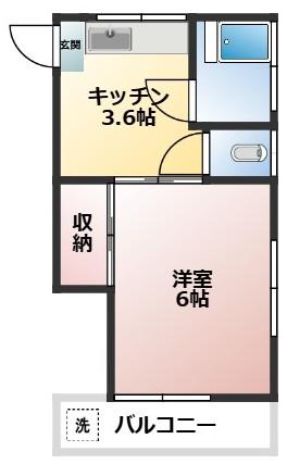 木下コーポ(1K/3階)の間取り写真