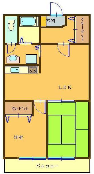 リベラルポート中央(2LDK/4階)の間取り写真