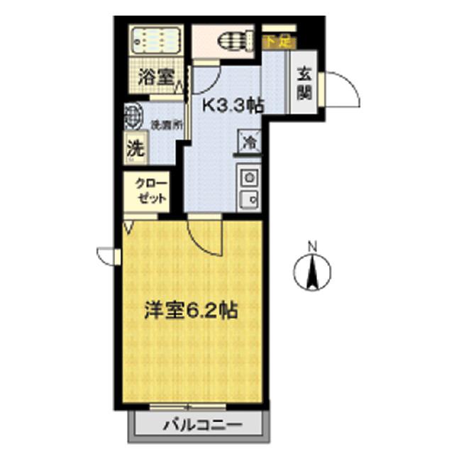シェトワ藤崎(1K/2階)の間取り写真