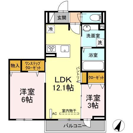 サンハウス(2LDK/2階)の間取り写真