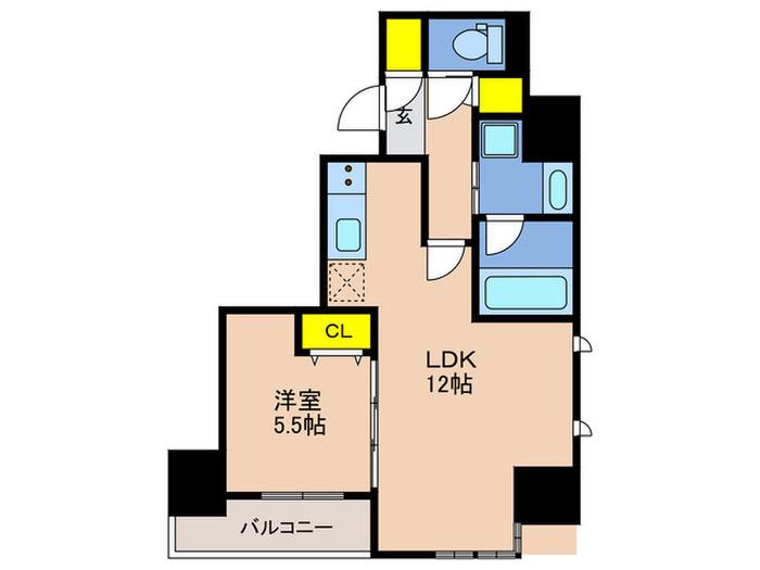 S-RESIDENCE神戸元町(1LDK/12階)の間取り写真