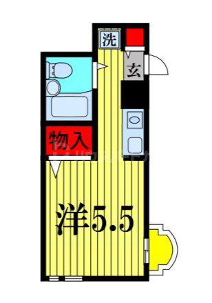 サンハイツ薬園台(ワンルーム/2階)の間取り写真
