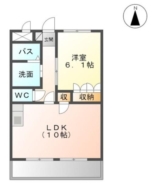 ロイヤル ヒル(1LDK/1階)の間取り写真