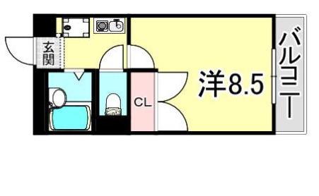レオパレスクレスト(1K/1階)の間取り写真