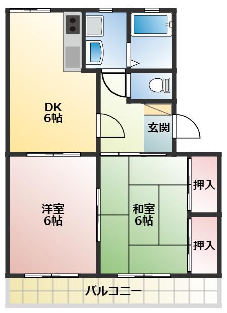 ファインステージ(2DK/2階)の間取り写真