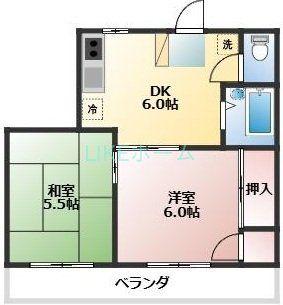 かねしちマンション(2DK/2階)の間取り写真