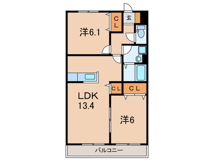 へーベルマンション大久保2(2LDK/2階)の間取り写真