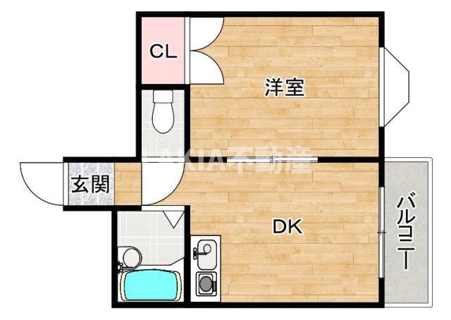 イマフルネス(1DK/1階)の間取り写真