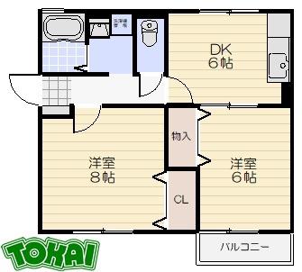 ピュアハウスC棟(2DK/2階)の間取り写真
