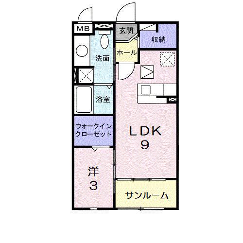 ラフェリア(1LDK/1階)の間取り写真