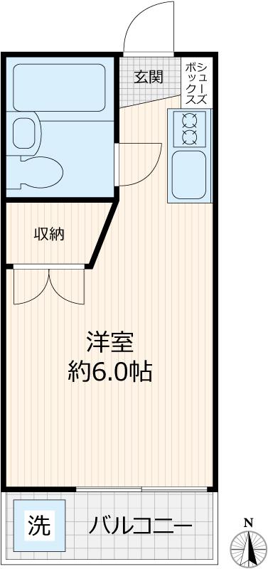 ハイツ相武台(ワンルーム/2階)の間取り写真