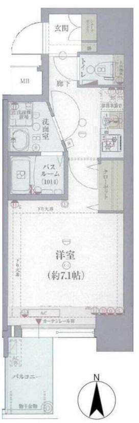 リンクス大阪城サウスレジデンス(1K/6階)の間取り写真