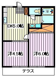 ハイツサキタマ 2(2DK/1階)の間取り写真