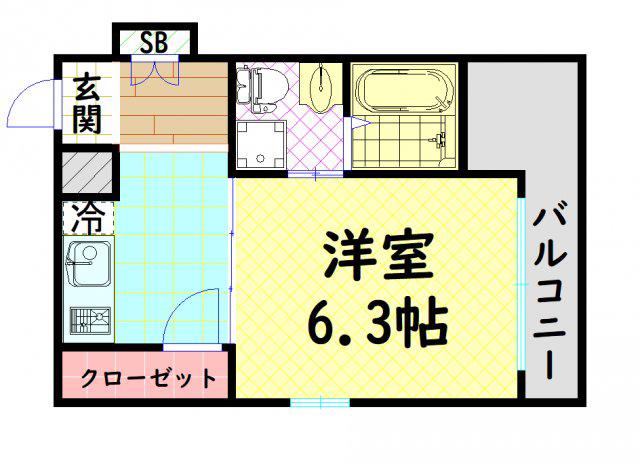 ヒルトップハイム桜川(1K/5階)の間取り写真