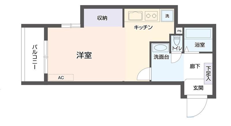 ピボットフラッツ(ワンルーム/3階)の間取り写真
