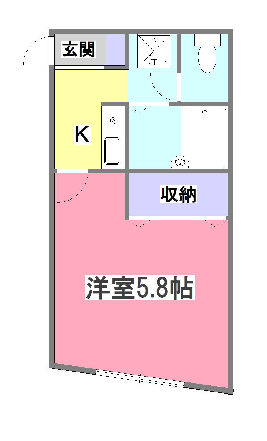大室ビル(1K/2階)の間取り写真