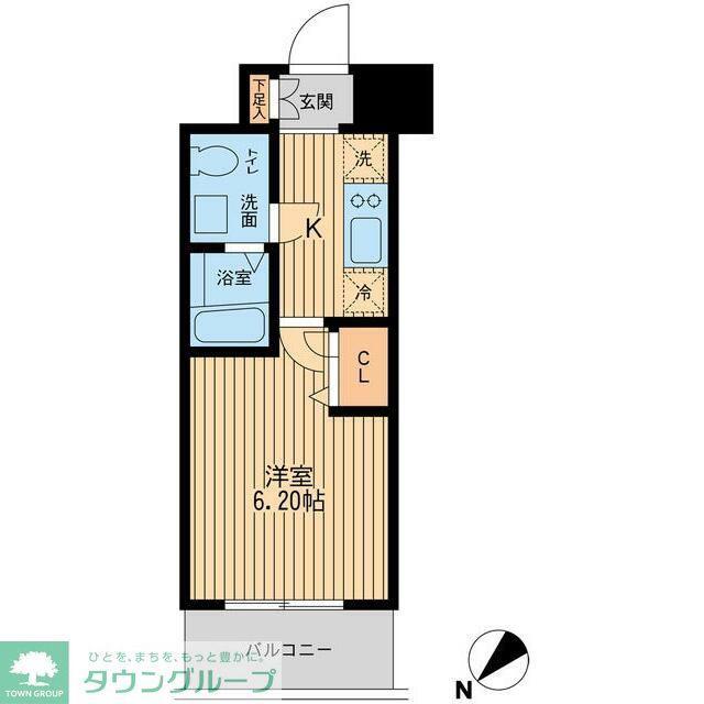 エコロジー潮見レジデンス(1K/2階)の間取り写真