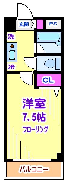 ウエストヒル白井(1K/4階)の間取り写真