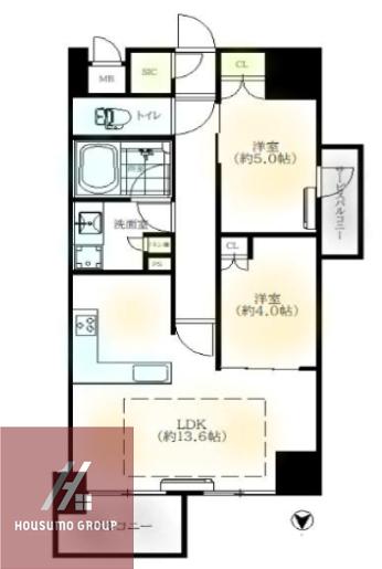 ファインレジデンス大阪本町(2LDK/4階)の間取り写真