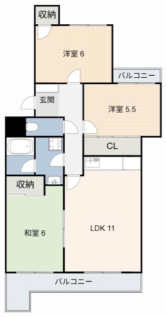 エスペランス池浦B(3LDK/2階)の間取り写真