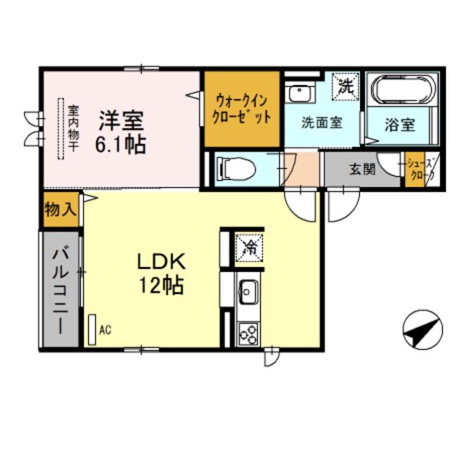 メゾンド フルール(1LDK/2階)の間取り写真