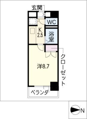 ハルモニア(1K/8階)の間取り写真