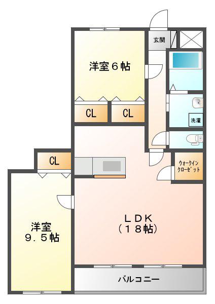 フェリース(2LDK/2階)の間取り写真