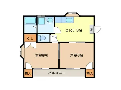 アレストイワカミ2(2DK/2階)の間取り写真