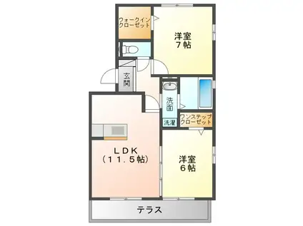 ルンダーベルクA(2LDK/1階)の間取り写真