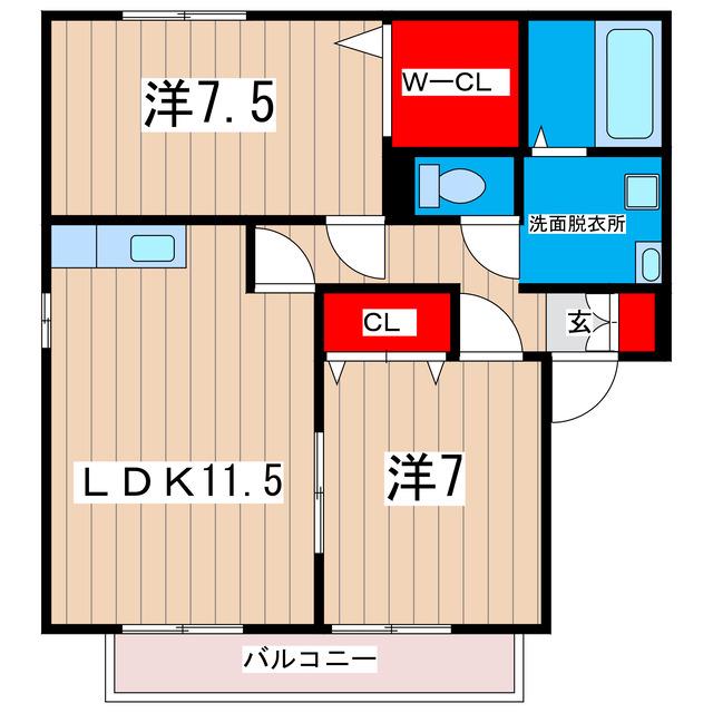 アトリオB(2LDK/2階)の間取り写真