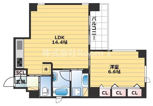 B-PROUD天満橋(1LDK/4階)の間取り写真