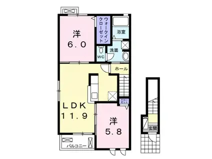 フラワー(2LDK/2階)の間取り写真