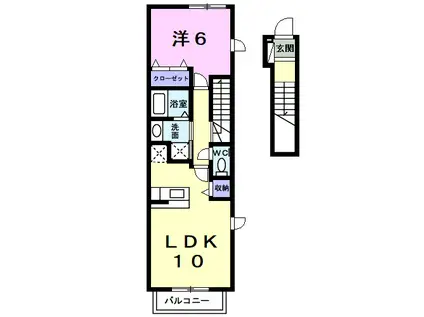 ヴィラ・エタンII(1LDK/2階)の間取り写真