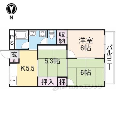 中津ハイツB(3DK/2階)の間取り写真