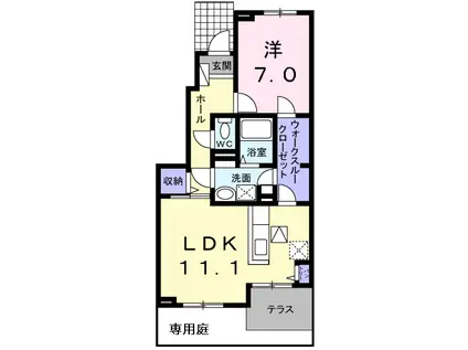 グランソレイユ(1LDK/1階)の間取り写真