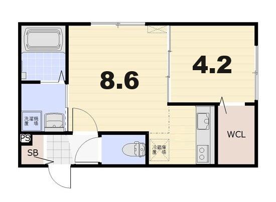 BELLE MAISON GRACE相生(1LDK/1階)の間取り写真