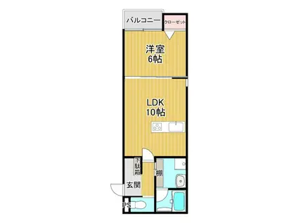 TRIANON I(1LDK/1階)の間取り写真