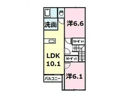 シャングリ ラ(2LDK/2階)の間取り写真
