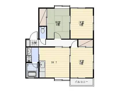 ハイツリップル(3DK/2階)の間取り写真